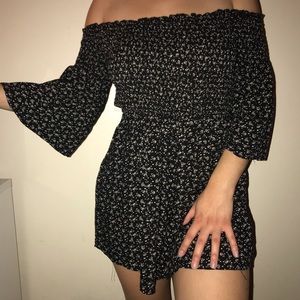 Off-shoulder floral romper